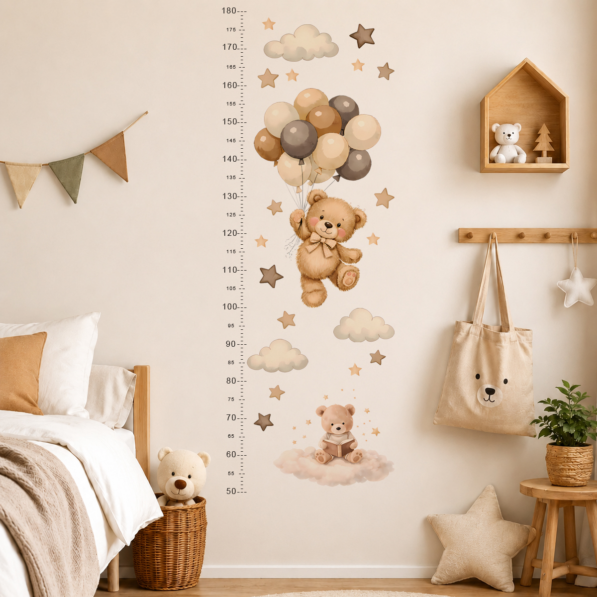 Baby Nursery Package - Bohemia Cute Bear Height Chart Wall