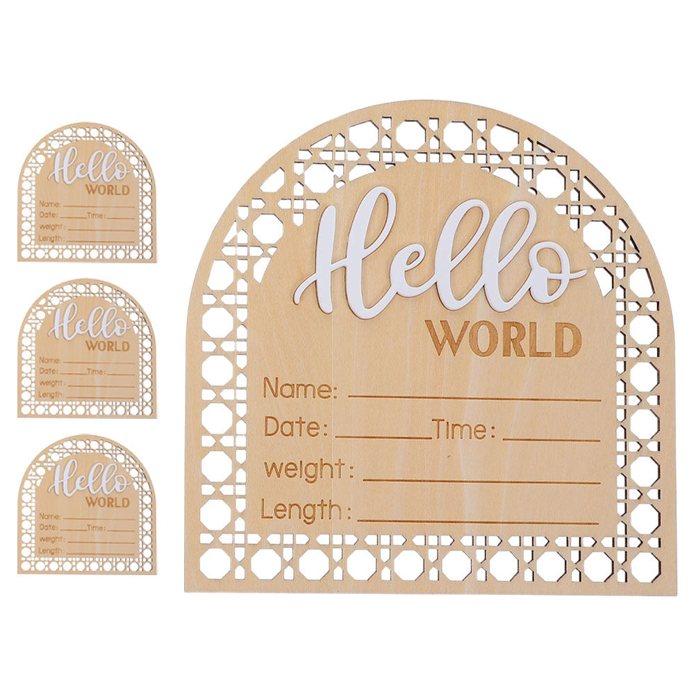 Baby Nursery In Hospital - 4Pcs Natural Wood Baby Announcement Sign