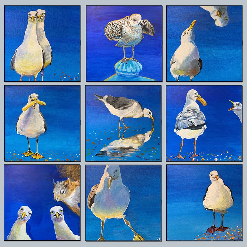 Baby Nursery Decor Ideas - Funny Seagull Coastal Wall Art Baby