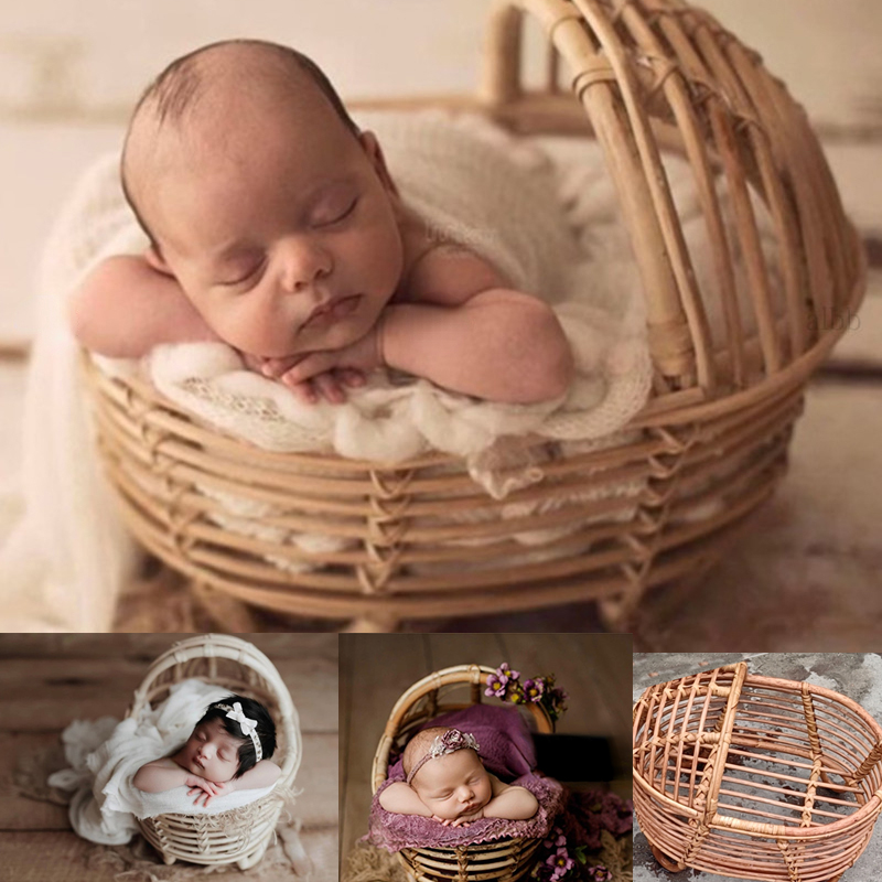 Baby Nursery Girl - Newborn Photography Props Rattan Round Container