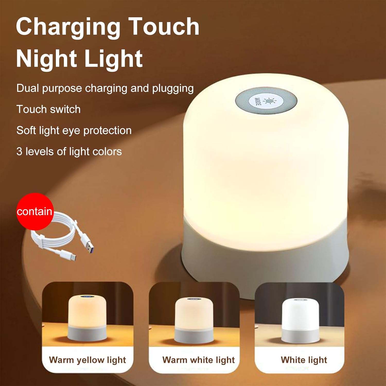 Baby Nursery Egg Light - 1pcPortable Baby Night Light,3 Colours Egg
