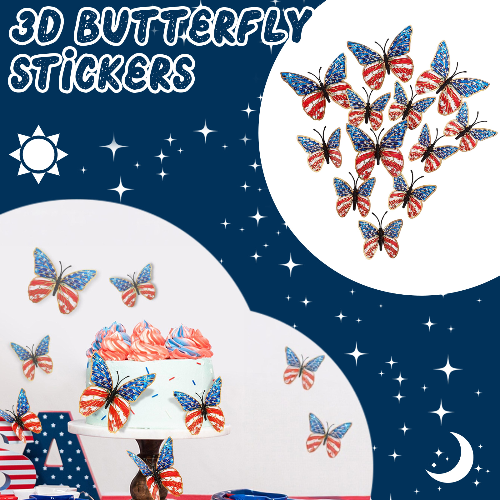 Baby Nursery Furniture - 3d Butterfly Wall Stickers American Flag