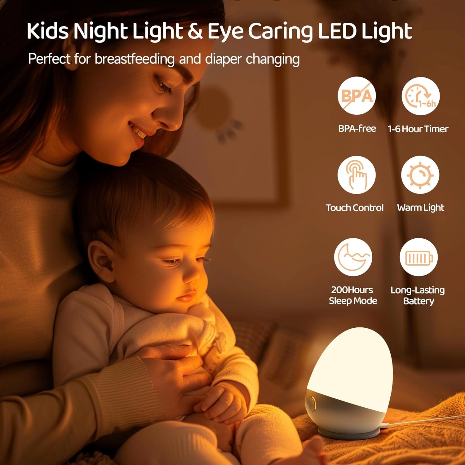 Touch Egg Night Light for Baby - đánh giá và giá Baby Nursery Egg Light