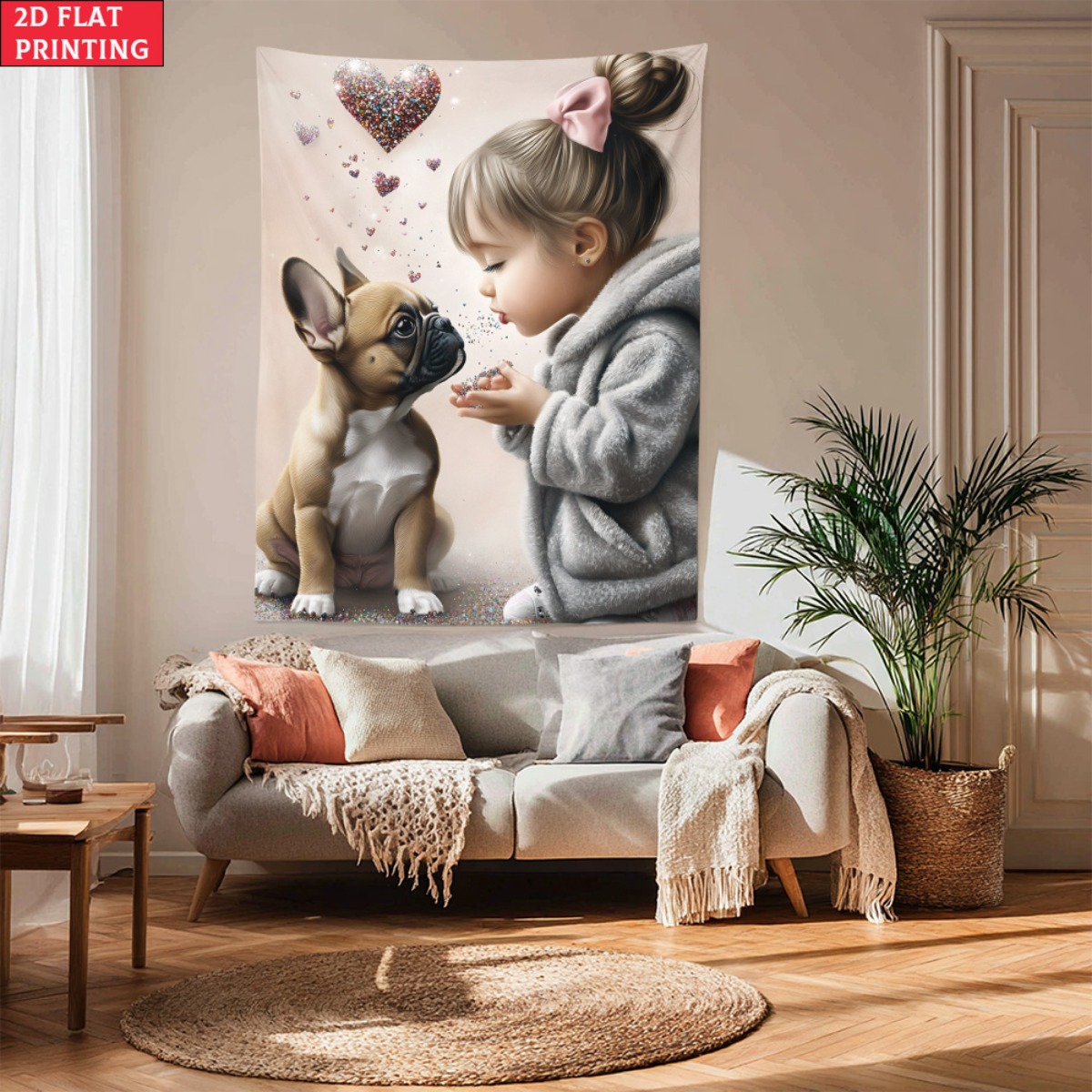 Girl with french bulldog puppy - đánh giá và giá Baby Nursery Girl