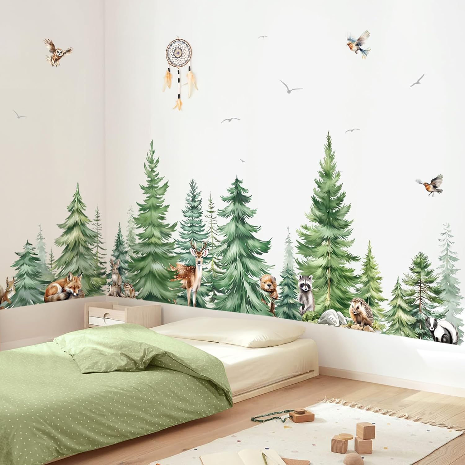 Large Watercolor Pine Tree Ani - đánh giá và giá Baby Nursery Furniture