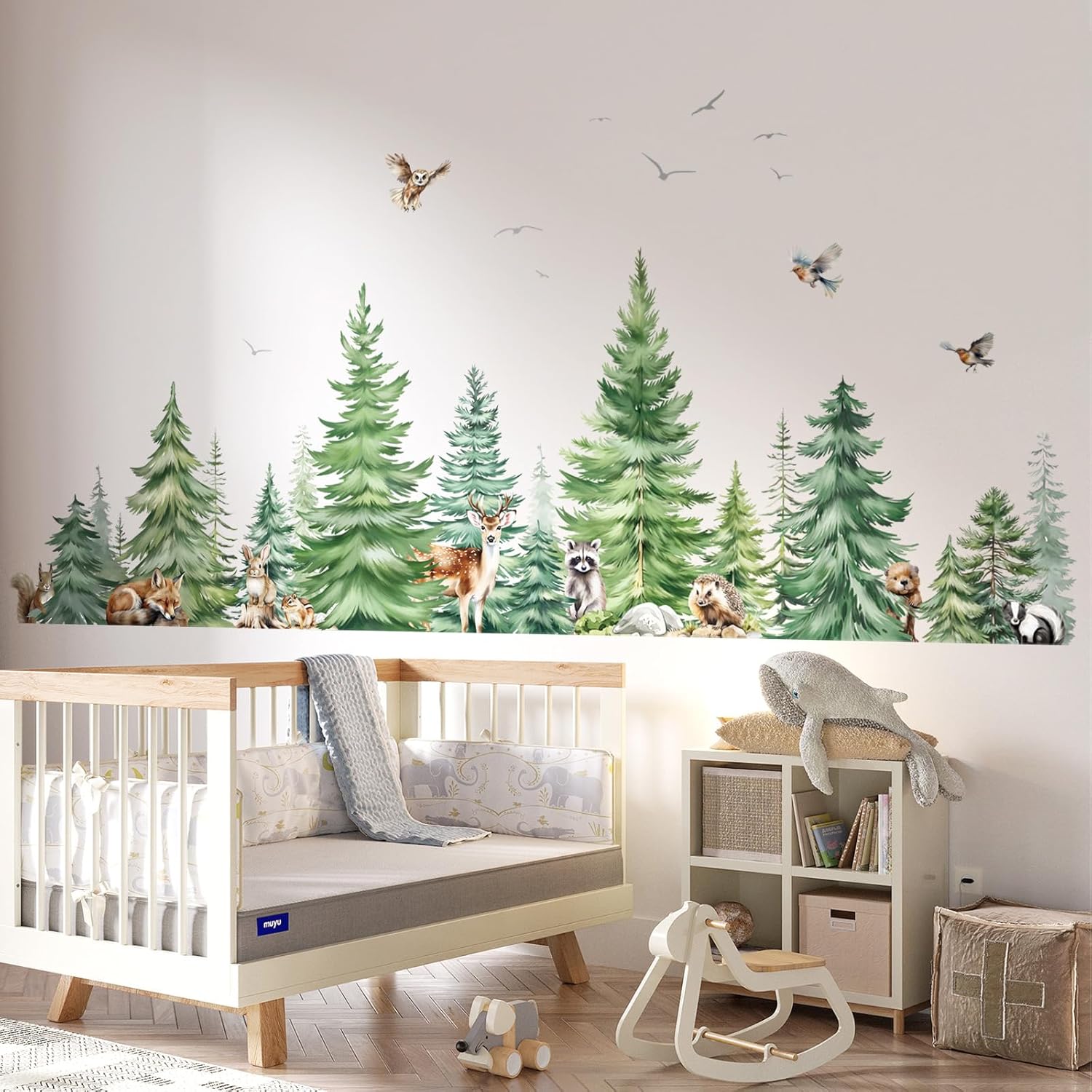 Large Watercolor Pine Tree Ani - đánh giá và giá Baby Nursery Furniture