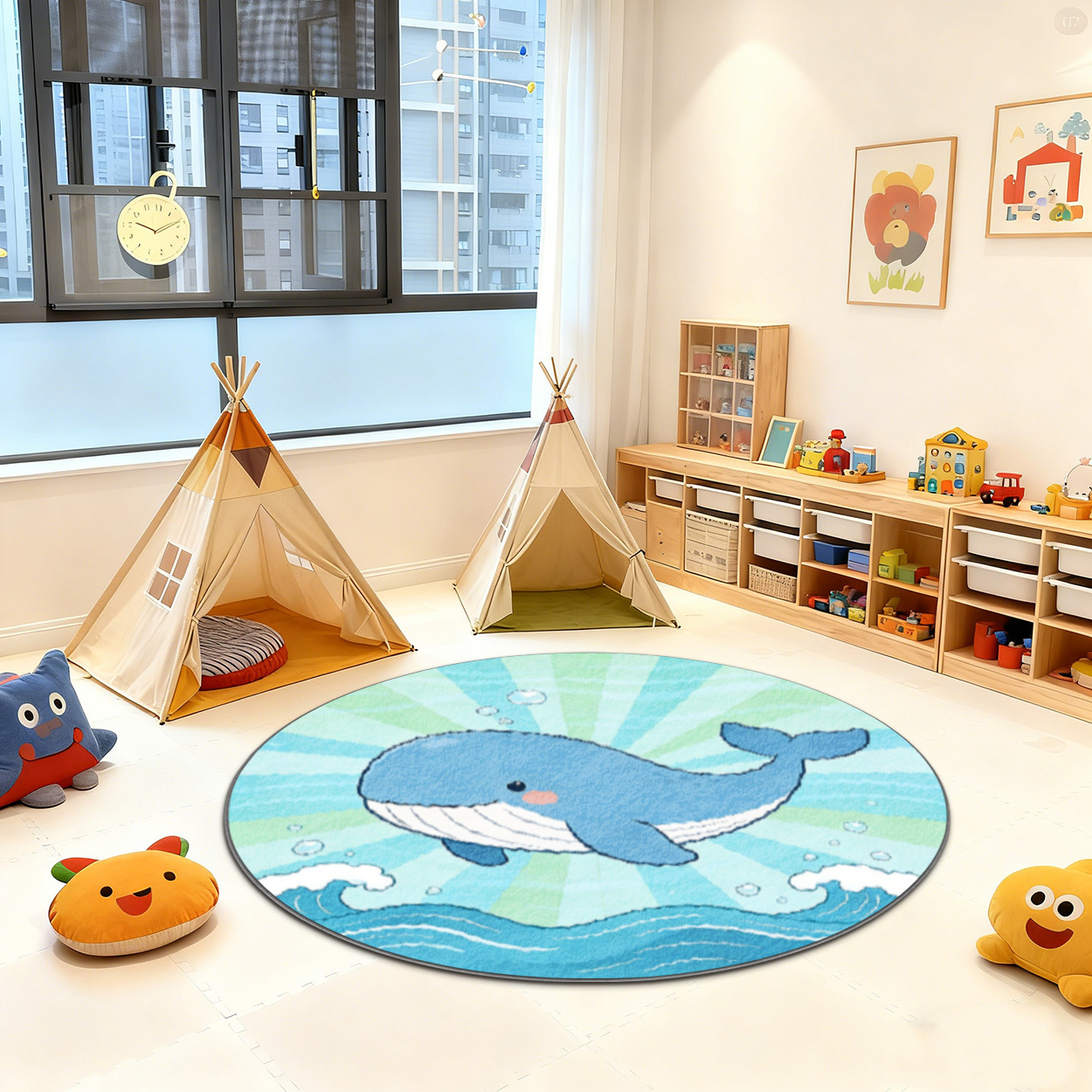 Soft Whale Ocean Round Rug for - đánh giá và giá Baby Nursery Decor Ideas