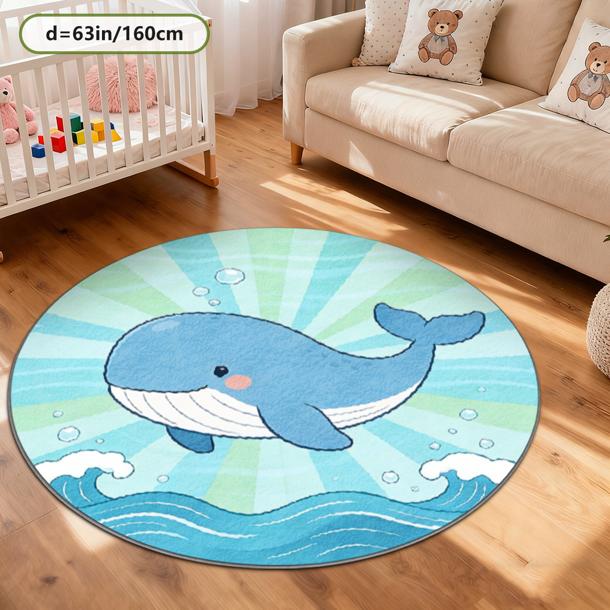 Soft Whale Ocean Round Rug for - đánh giá và giá Baby Nursery Decor Ideas