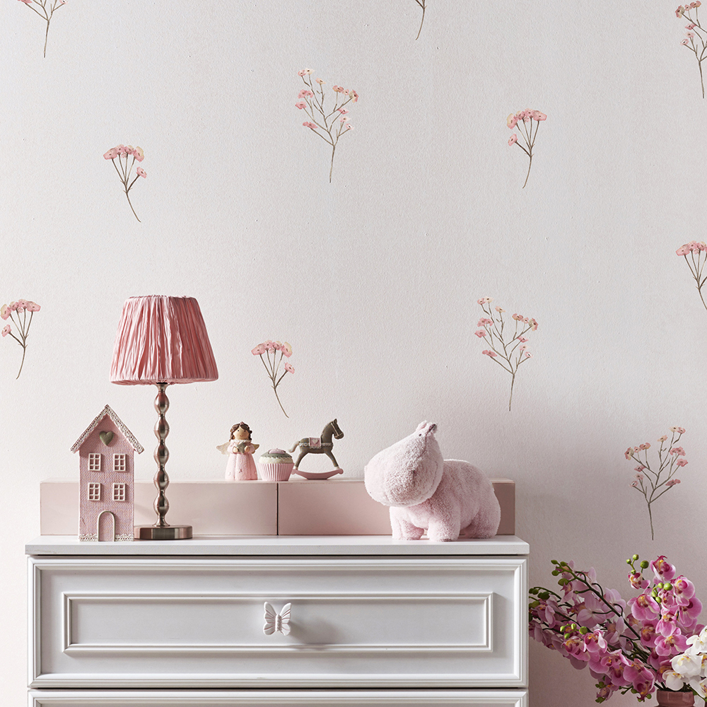 Pink  Watercolor Flower Wall S - đánh giá và giá Baby Nursery Package