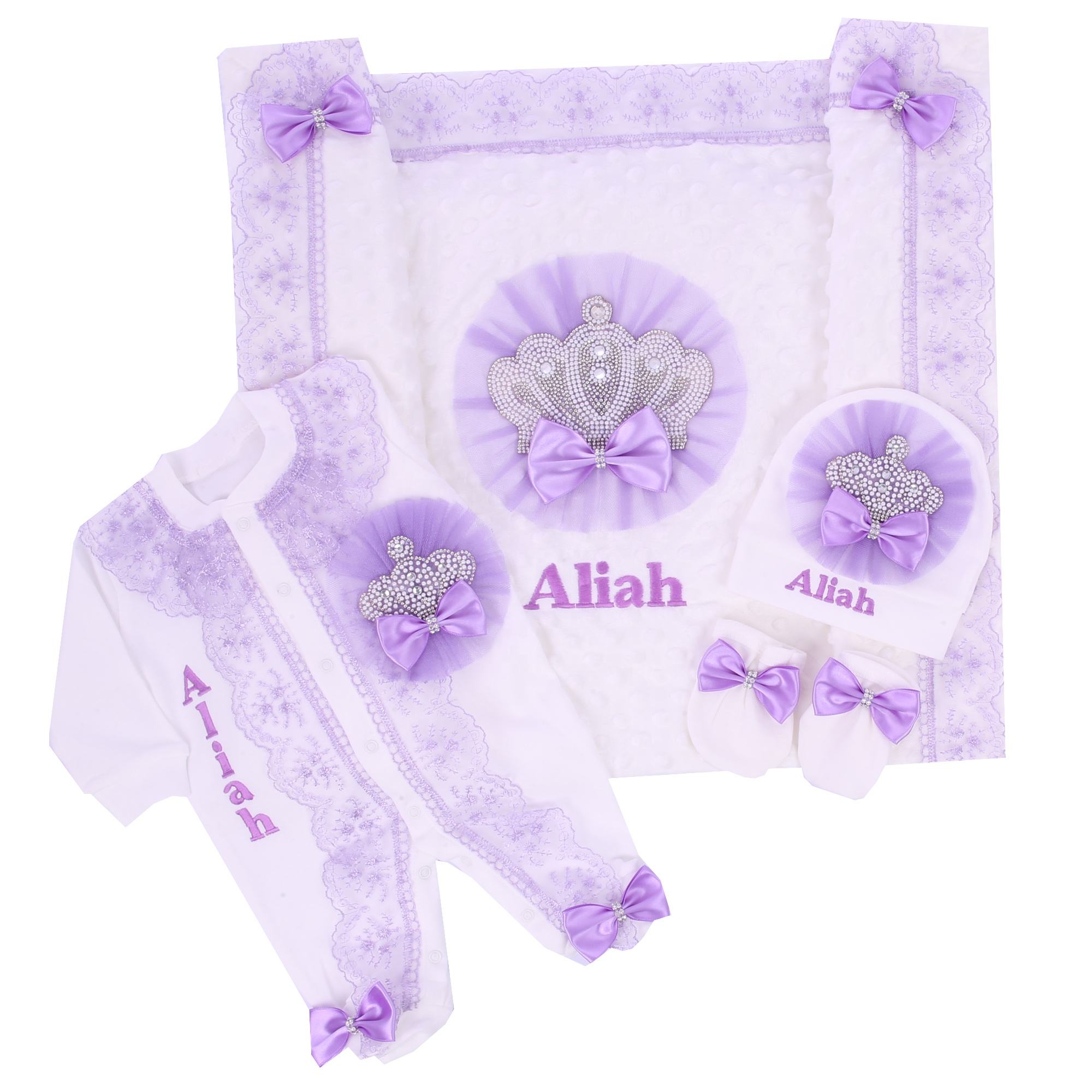 Lavender Lace 5pcs Baby Girl L - đánh giá và giá Baby Nursery Embroidery