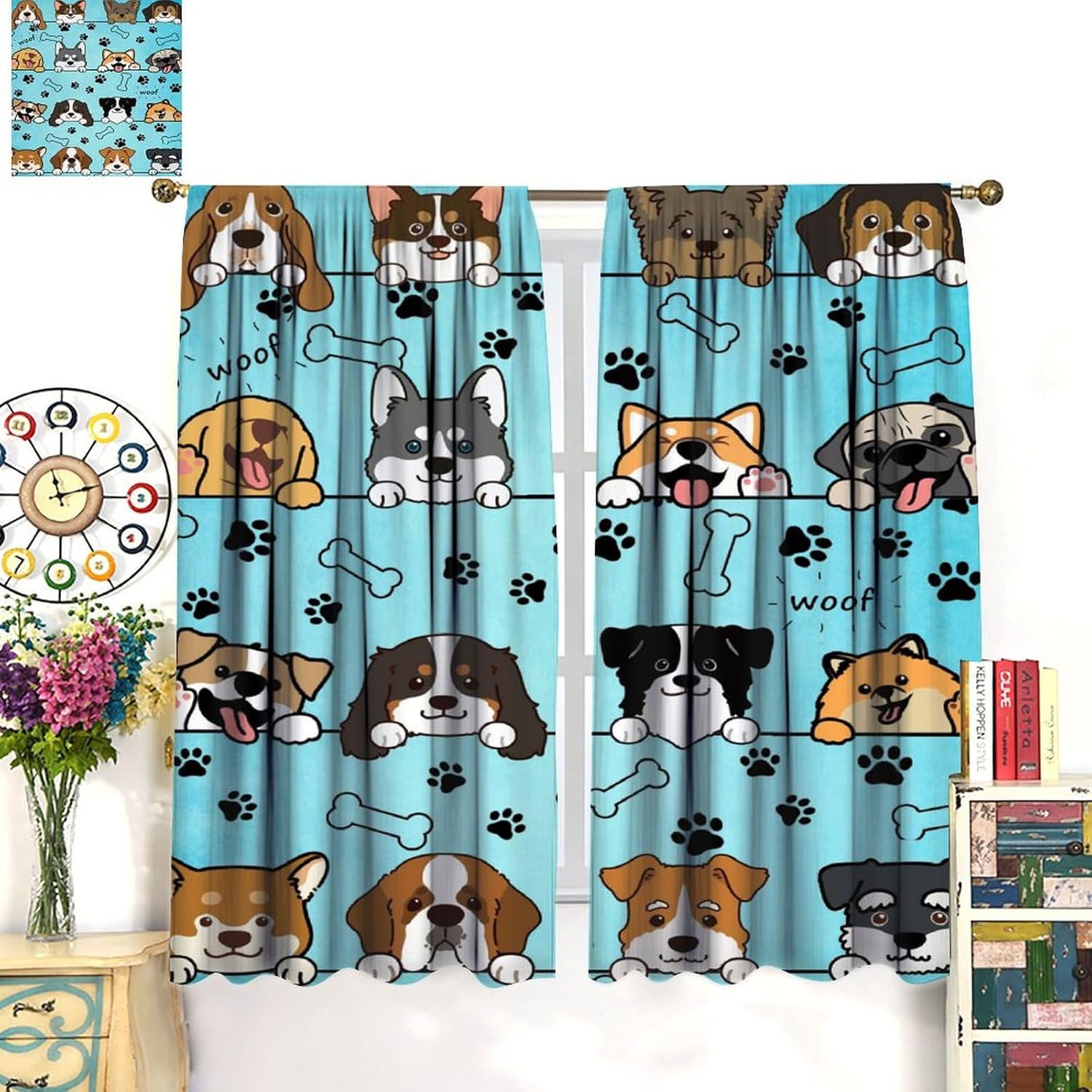 Cute Dog Curtains for Kids Gir - đánh giá và giá Baby Nursery In Hospital